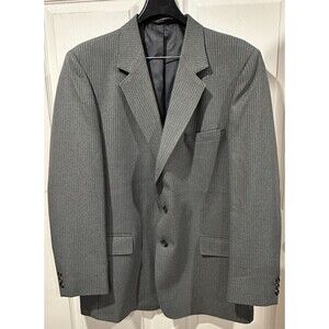 VTG Perma-Prest Classic Collection Mens Blazer Sz 46T Grey Striped 2 Button
